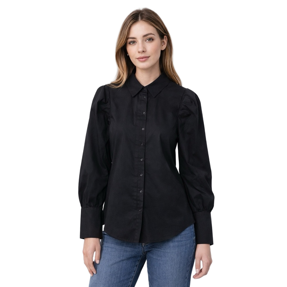 Vintage Tailored Poplin Button Down Black Collar Shirt